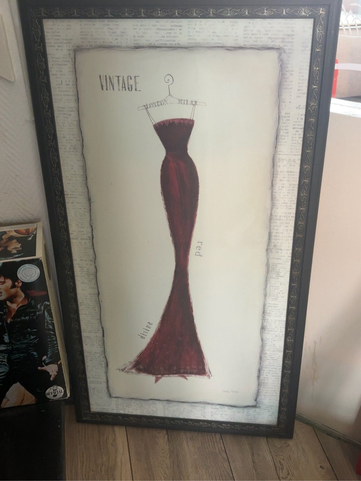 Vintage 'Red Divine' Jurk Kunstprint Emily Adams, Ophalen, Gebruikt, Oorspronkelijke maker, Print