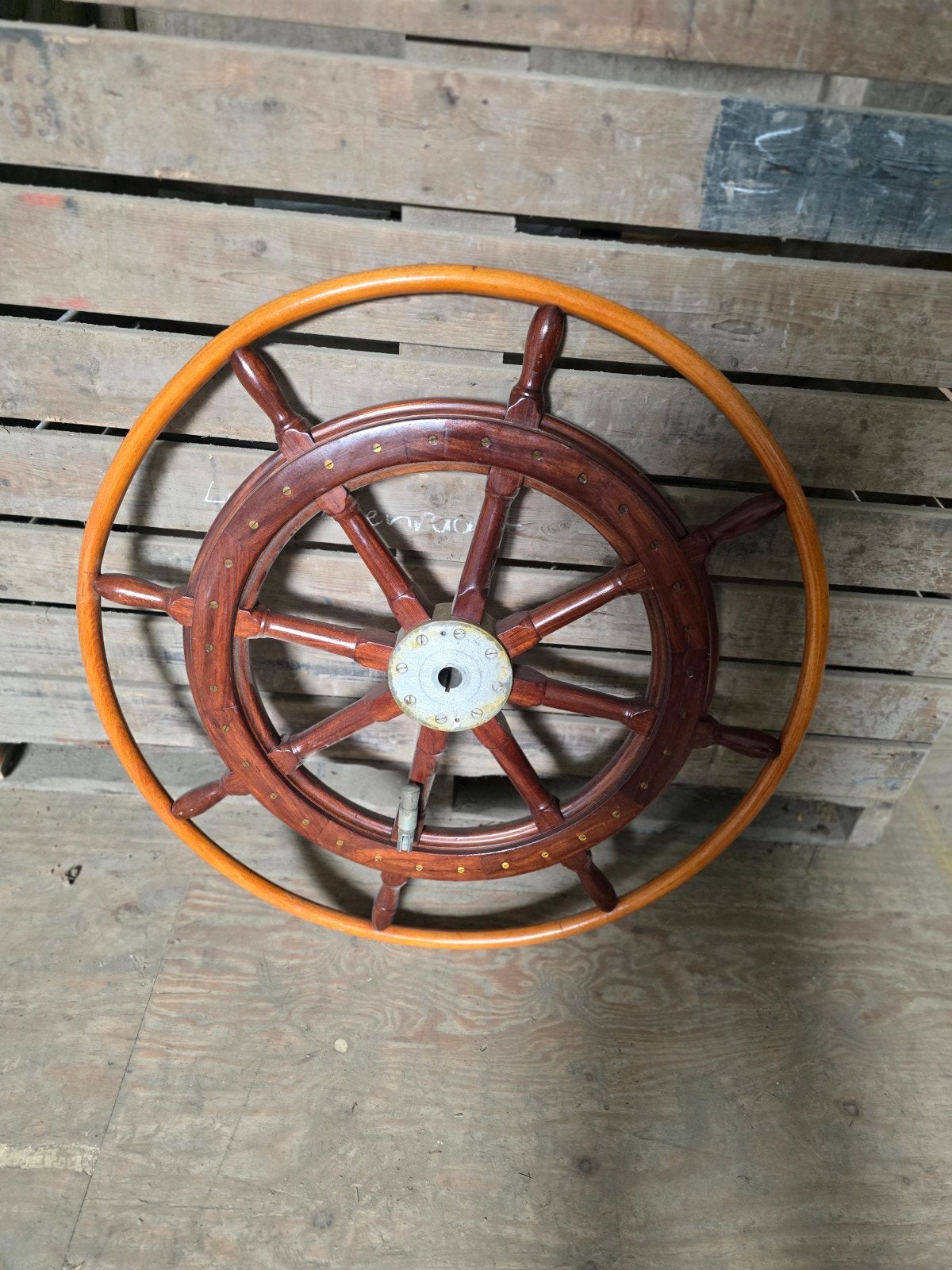 Klassiek houten stuurwiel 96 cm, Ophalen, Gebruikt