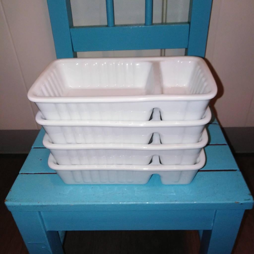 Patatbakjes met sausgedeelte 4 stuks leitmotiv, Huis en Inrichting, Ophalen, Gebruikt, Overige typen, Overige stijlen