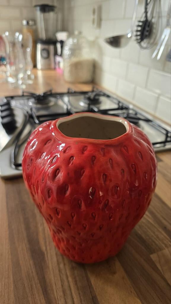 Countryfield vaas aardbei 20cm hoog, Ophalen of Verzenden, Rood, Glas, Minder dan 50 cm