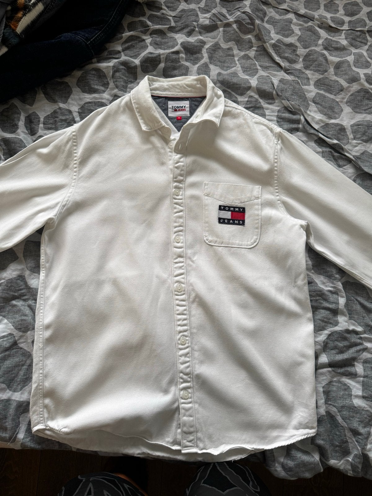 Nette Tommy Hilfiger Blouse Heren Maat M Wit, Ophalen of Verzenden, Zo goed als nieuw, Wit, Halswijdte 39/40 (M)