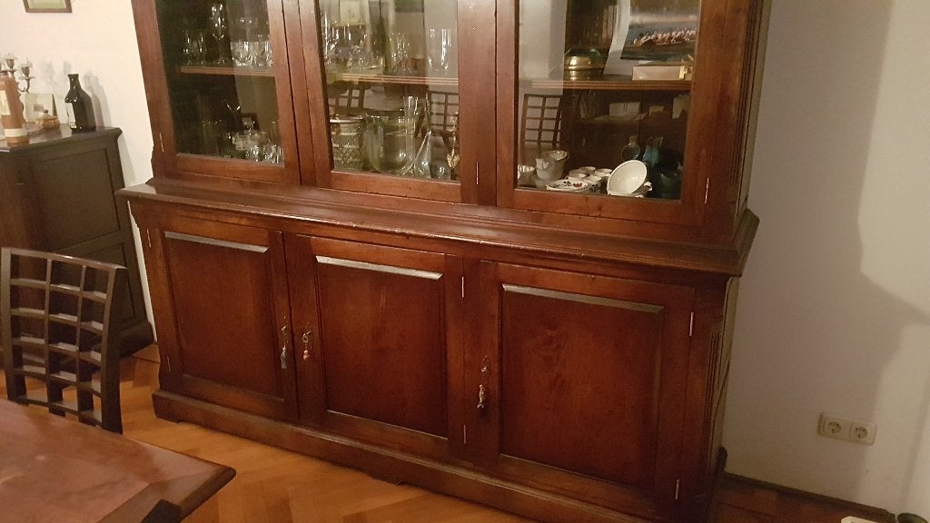 Kast massief kersen, glazen deuren 210Bx241H, klassiek, Ophalen of Verzenden, 25 tot 50 cm, 200 tot 250 cm, Kersenhout