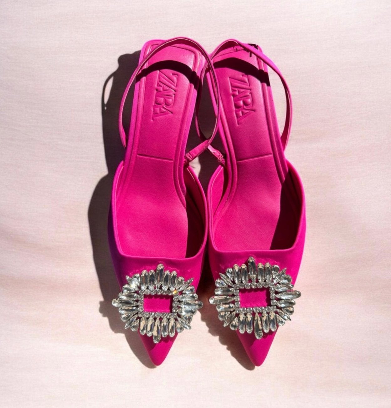 Zara Sandalen Maat 40 Roze met Strass, Ophalen of Verzenden, Zo goed als nieuw, Roze, Sandalen of Muiltjes