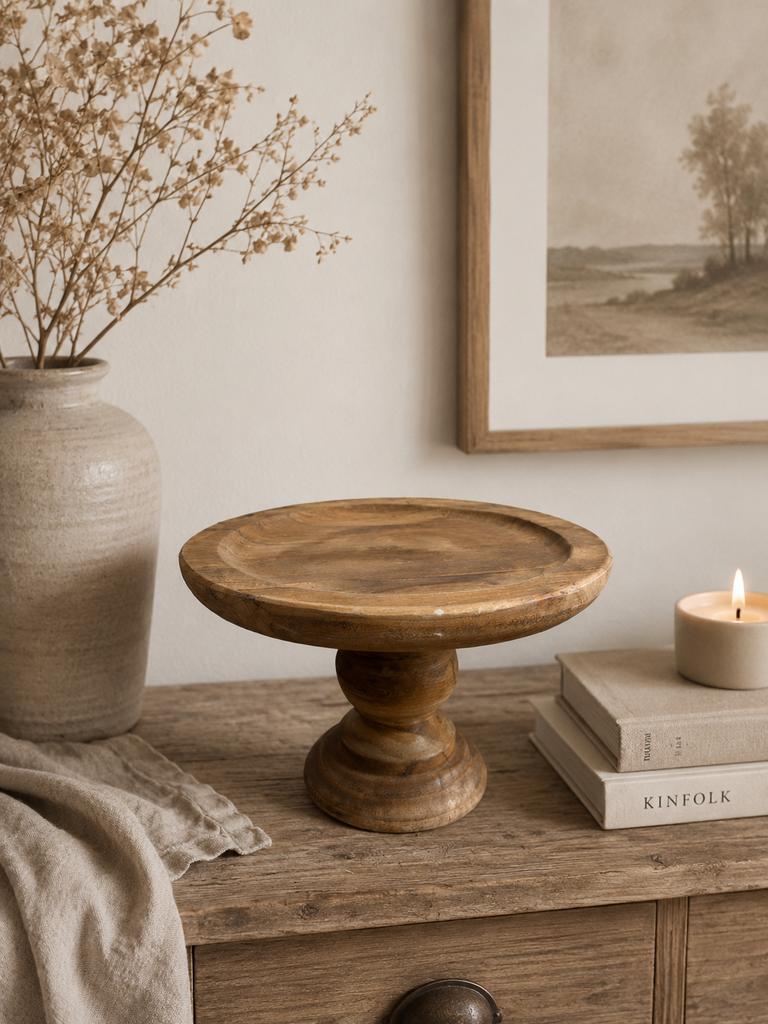 Rond houten plateau op voet ( 2 maten), Ophalen of Verzenden, Nieuw