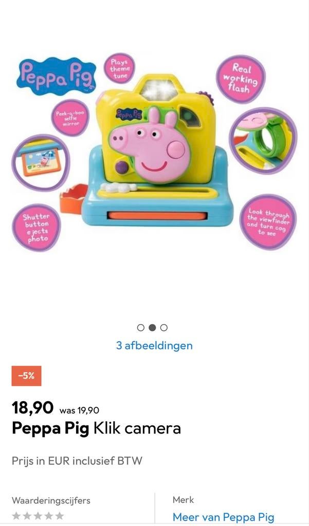 Peppa Pig Kiekjes Camera Speelgoed met Geluid en Licht, Ophalen of Verzenden, Zo goed als nieuw, Jongen of Meisje