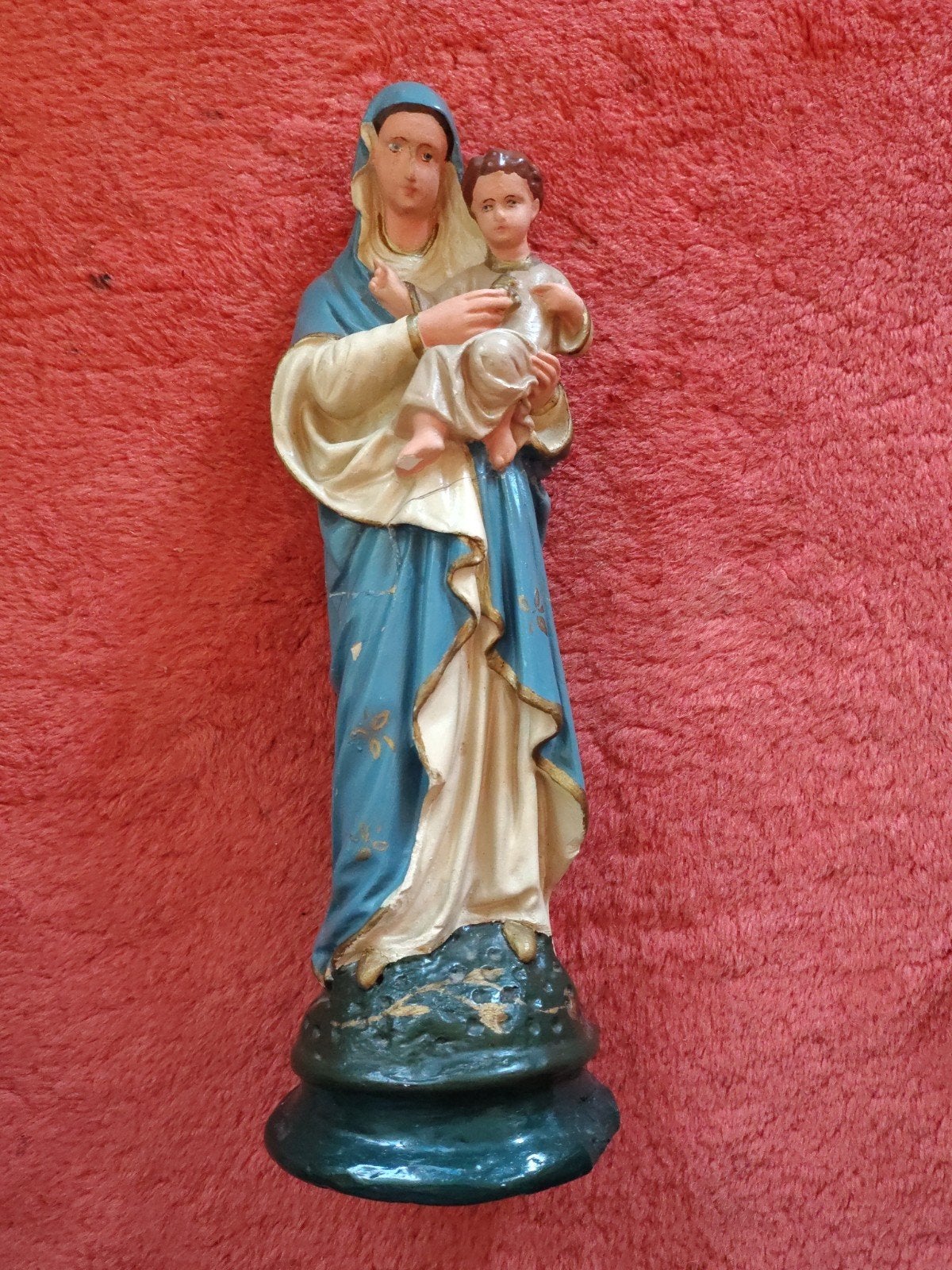 Gipsen Mariabeeld met Kindje Jezus - Restauratieproj, Antiek en Kunst, Ophalen of Verzenden