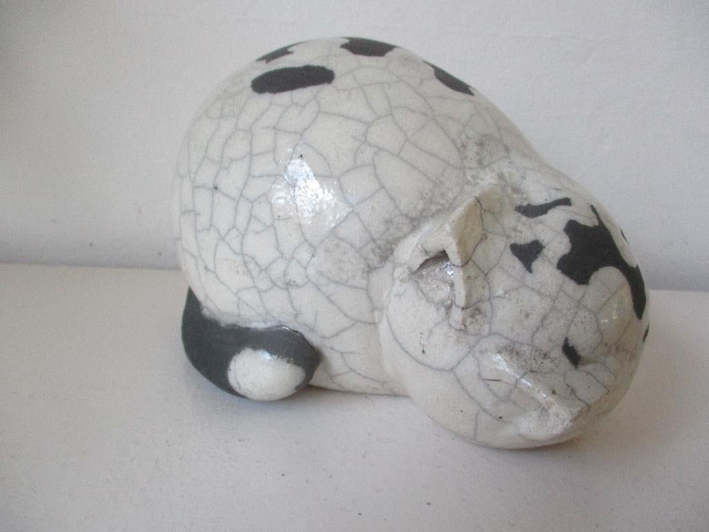 Raku kater  kat of poes gemerkt aan de onderzijde beeldje, Antiek en Kunst, Ophalen of Verzenden