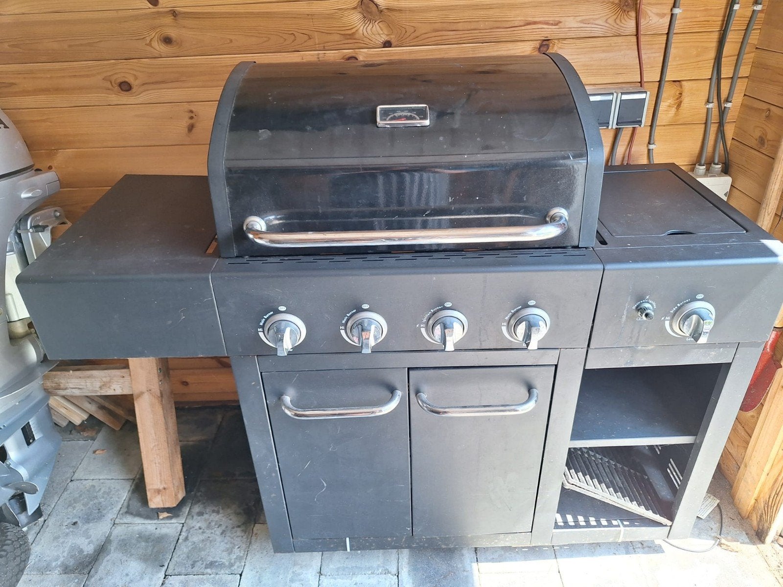 Baumatic Gasbarbecue met 4 branders en zijbrander, Ophalen of Verzenden, Gebruikt, Baumatic