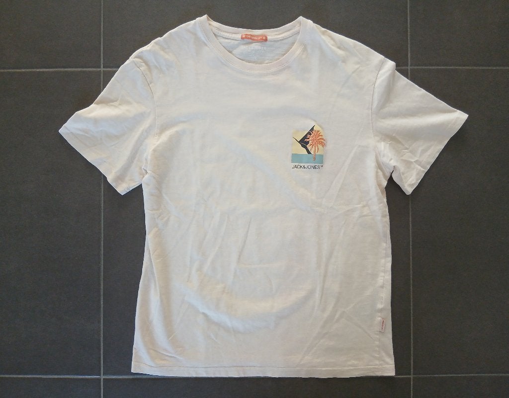 T-Shirt Jack and Jones Man Licht Beige L 100% Katoen Cotton, Maat 52/54 (L), Verzenden, Beige, Nieuw