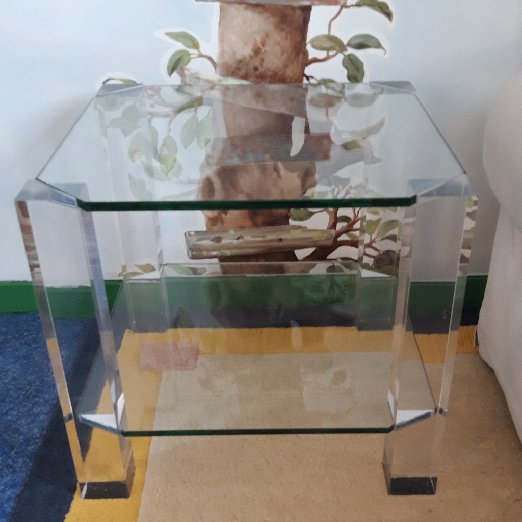 Glazen bijzettafeltje, Minder dan 55 cm, Vierkant, Ophalen, 45 tot 60 cm