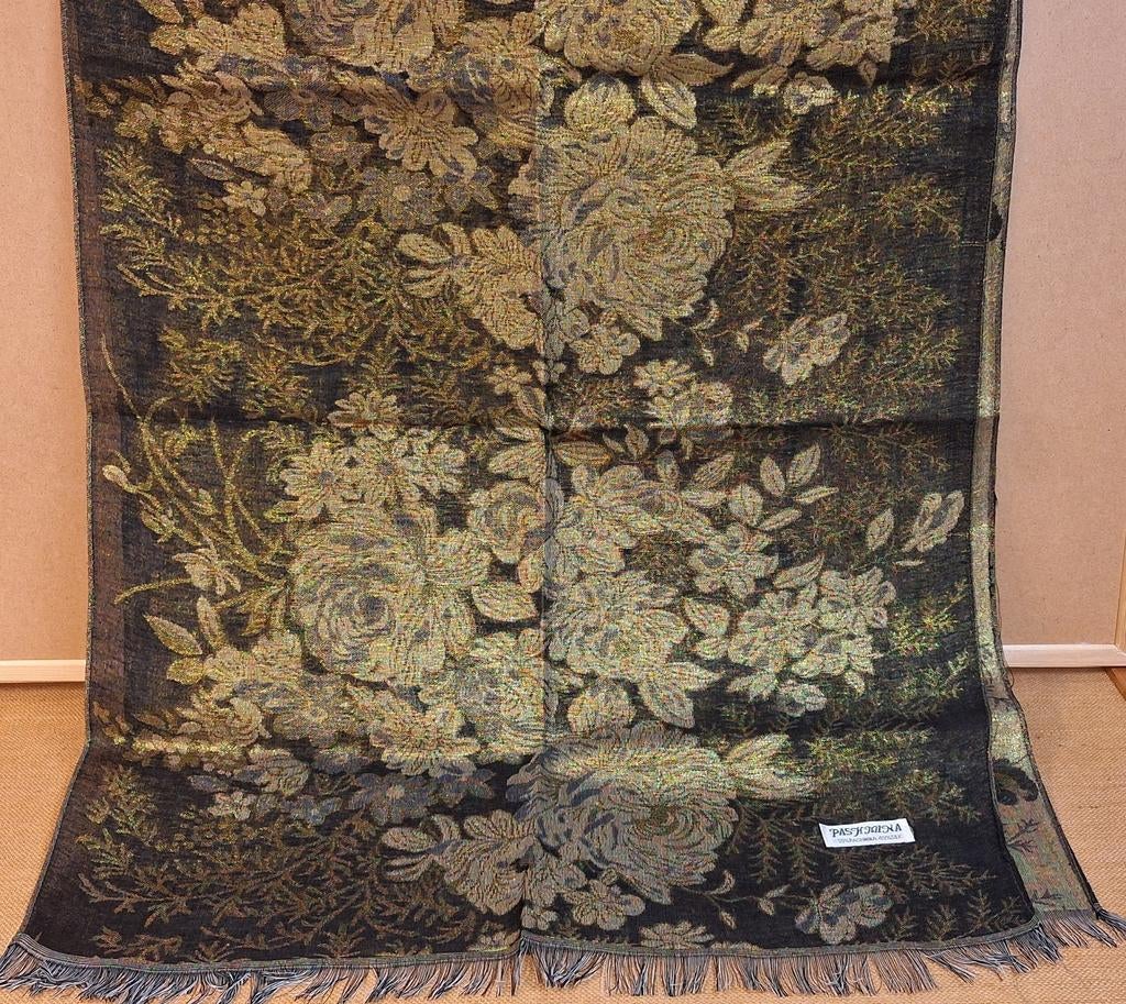 Pashmina shawl NIEUW goud/zwart, Kleding | Dames, Mutsen, Sjaals en Handschoenen, Nieuw, Sjaal, Maat 46/48 (XL) of groter, Ophalen of Verzenden