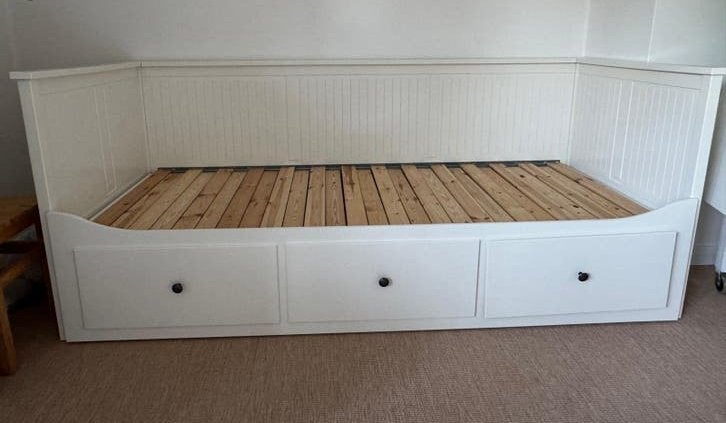 Ikea hemnes bedbank met 3 lades wit, Ophalen, Eenpersoons, Wit, Zo goed als nieuw