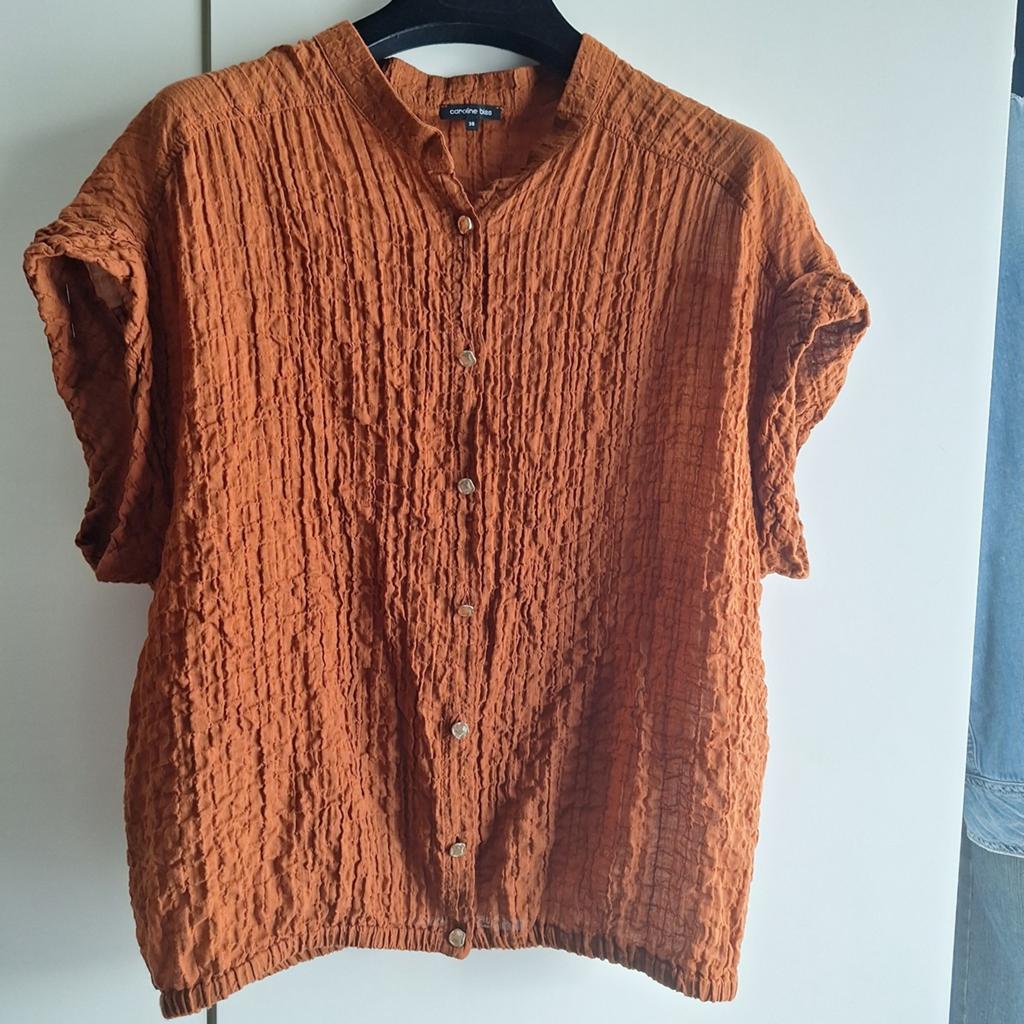 Caroline Biss blouse katoen mt 38, Kleding | Dames, Blouses en Tunieken, Zo goed als nieuw, Maat 38/40 (M), Bruin, Ophalen of Verzenden
