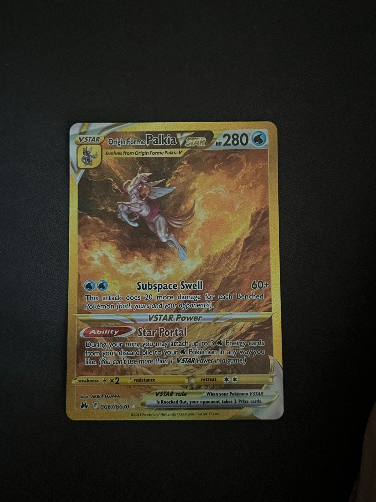 Palkia Vstar GG67/GG70 Crown Zenith NM Pokémon kaart, Ophalen of Verzenden, Zo goed als nieuw, Losse kaart, Foil
