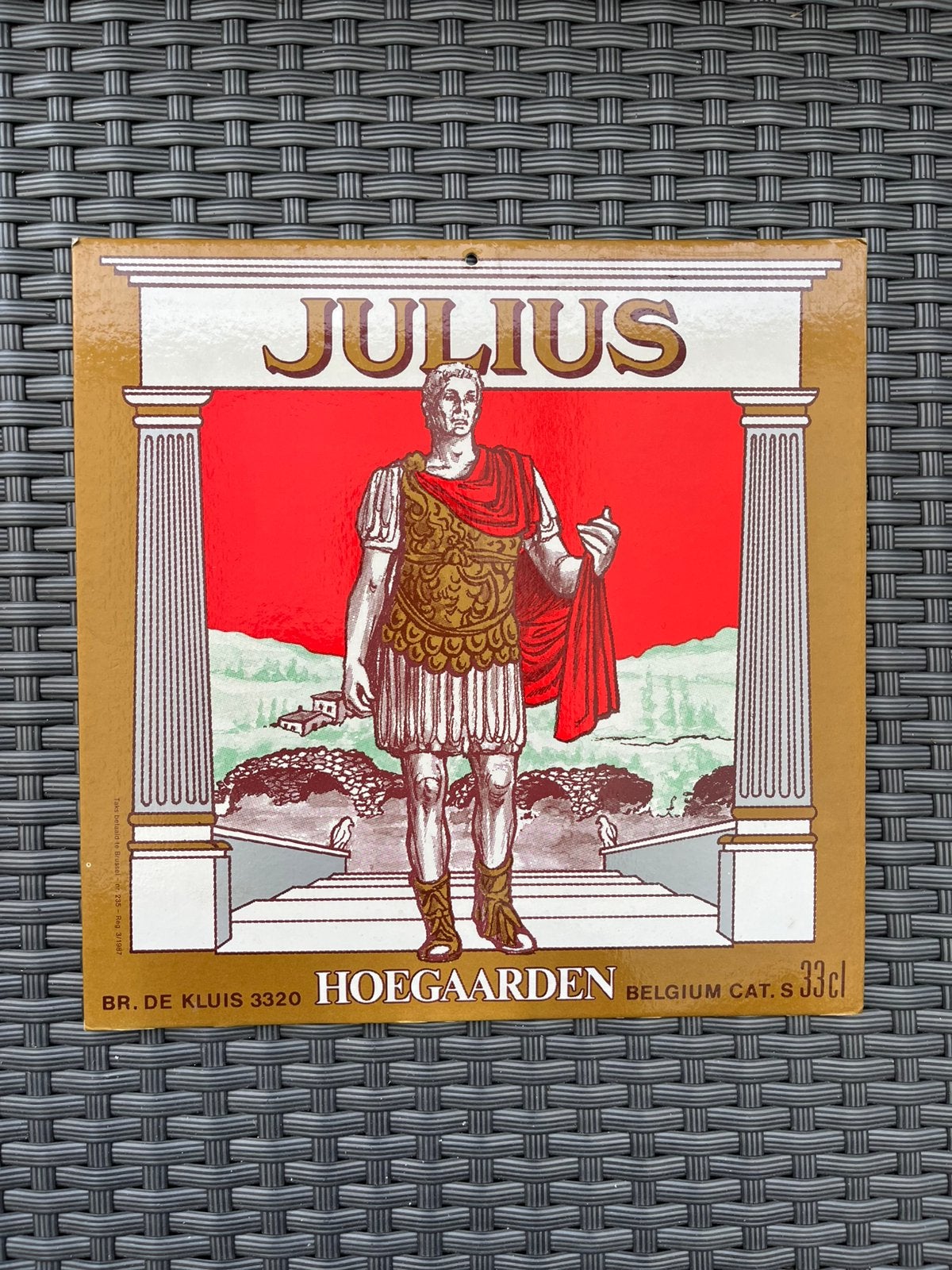 Vintage reclamebord voor Julius bier van Brouwerij De Kluis, Ophalen of Verzenden, Zo goed als nieuw, Reclamebord, Plaat of Schild