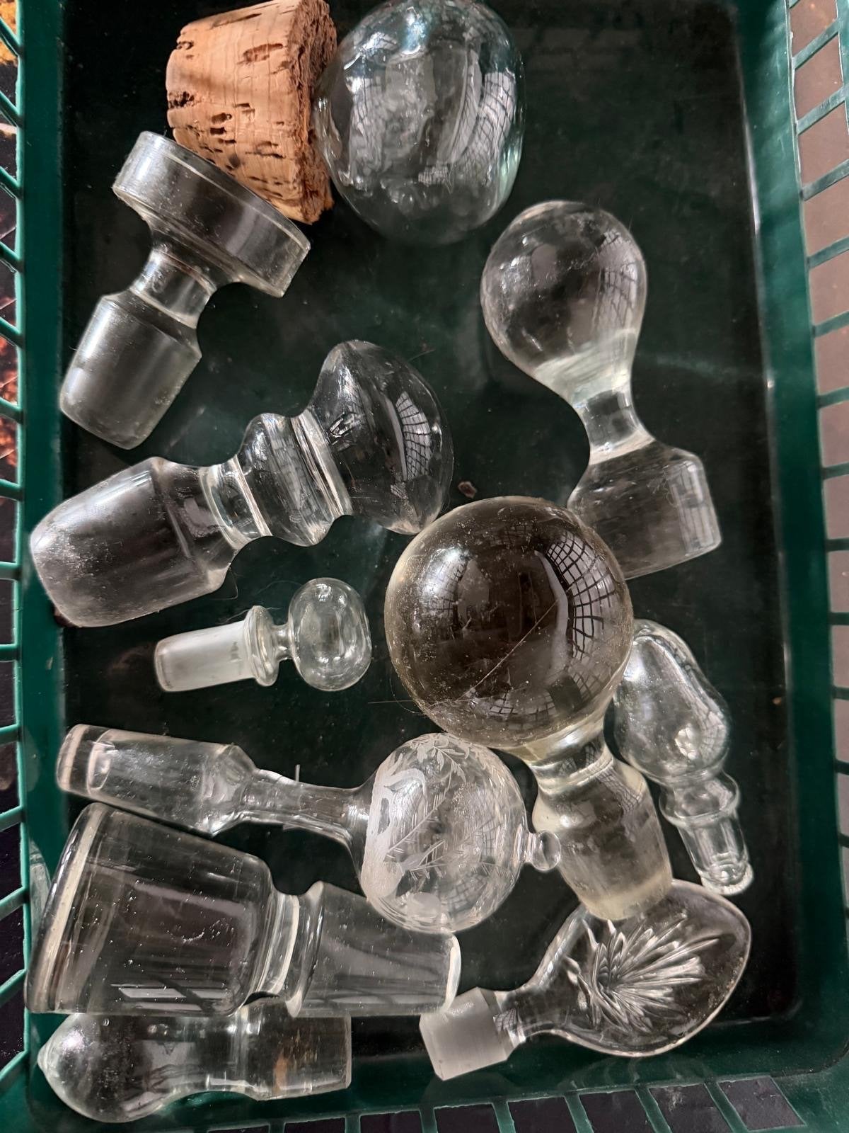 Diverse oude glazen stoppers voor karaffen en flessen, Ophalen of Verzenden