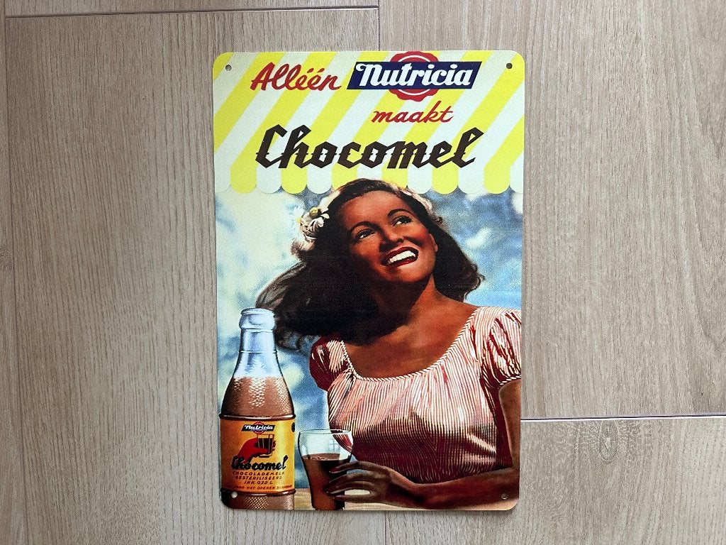 Reclamebord Chocomel 20x30, Ophalen of Verzenden, Zo goed als nieuw, Reclamebord