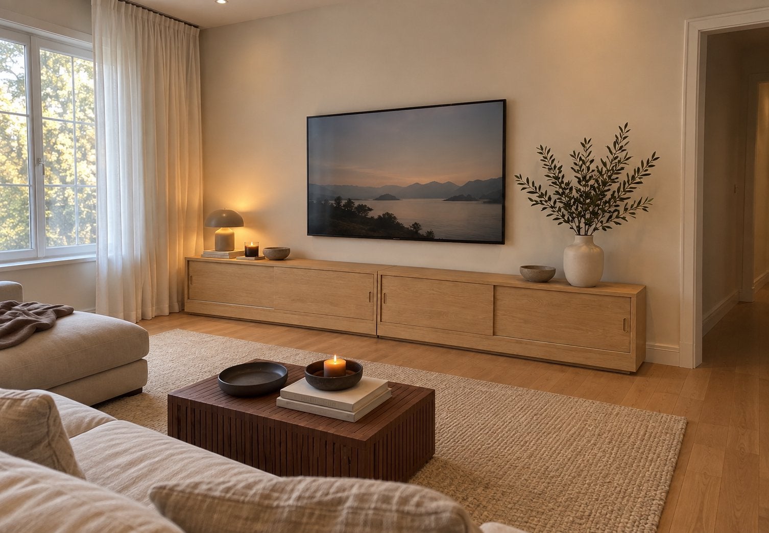 Tv meubel 3-3,50m, Huis en Inrichting, Landelijk, modern, vintage, retro, Eikenhout, Ophalen of Verzenden, Zo goed als nieuw