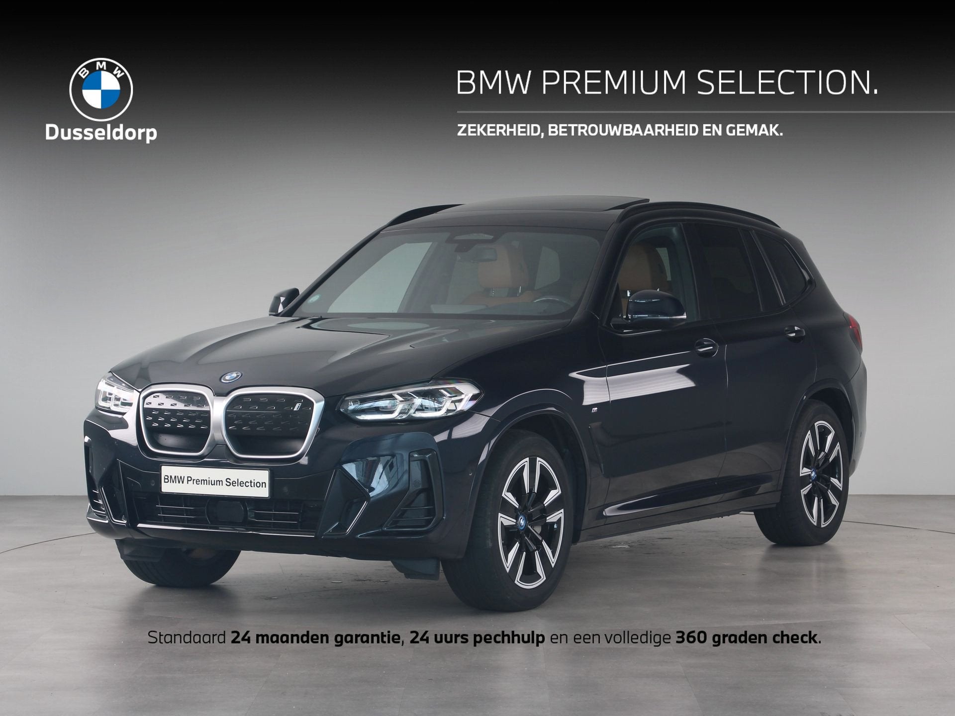BMW iX3 Executive 80 kWh SoH 96% (bj 2022, automaat), Dealer onderhouden, Achterwielaandrijving, 750 kg, Zwart