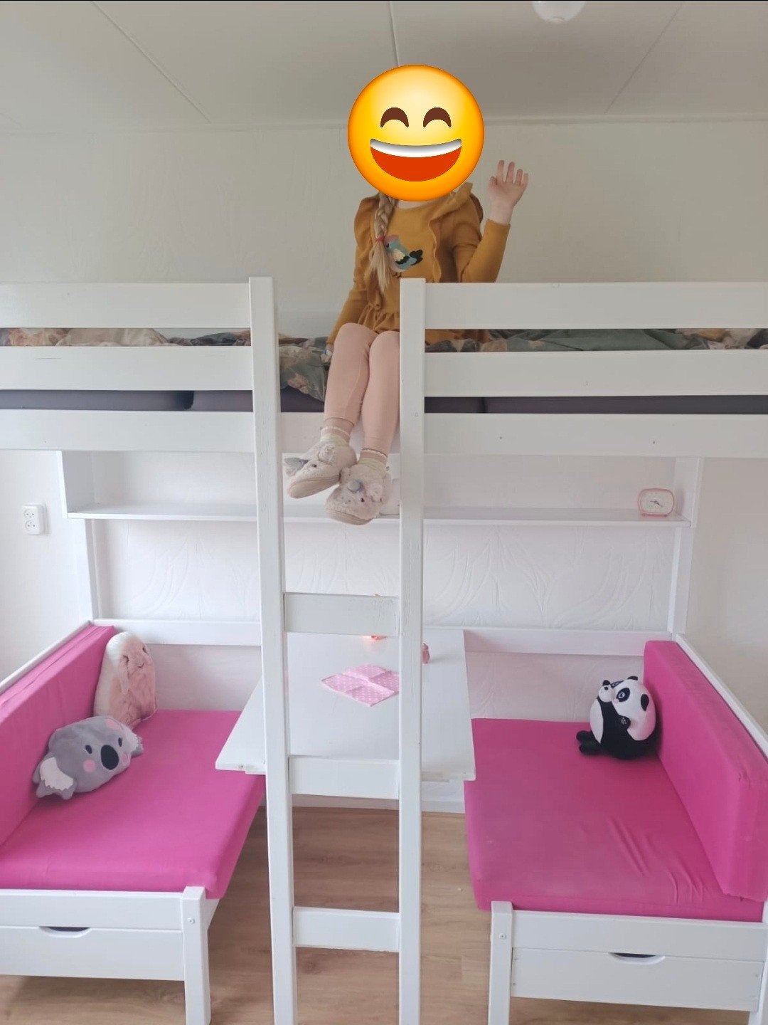 Hoogslaper met treinzit, logeerbed en opbergruimte - Wit, Ophalen, Hoogslaper, Eenpersoons, 210 cm