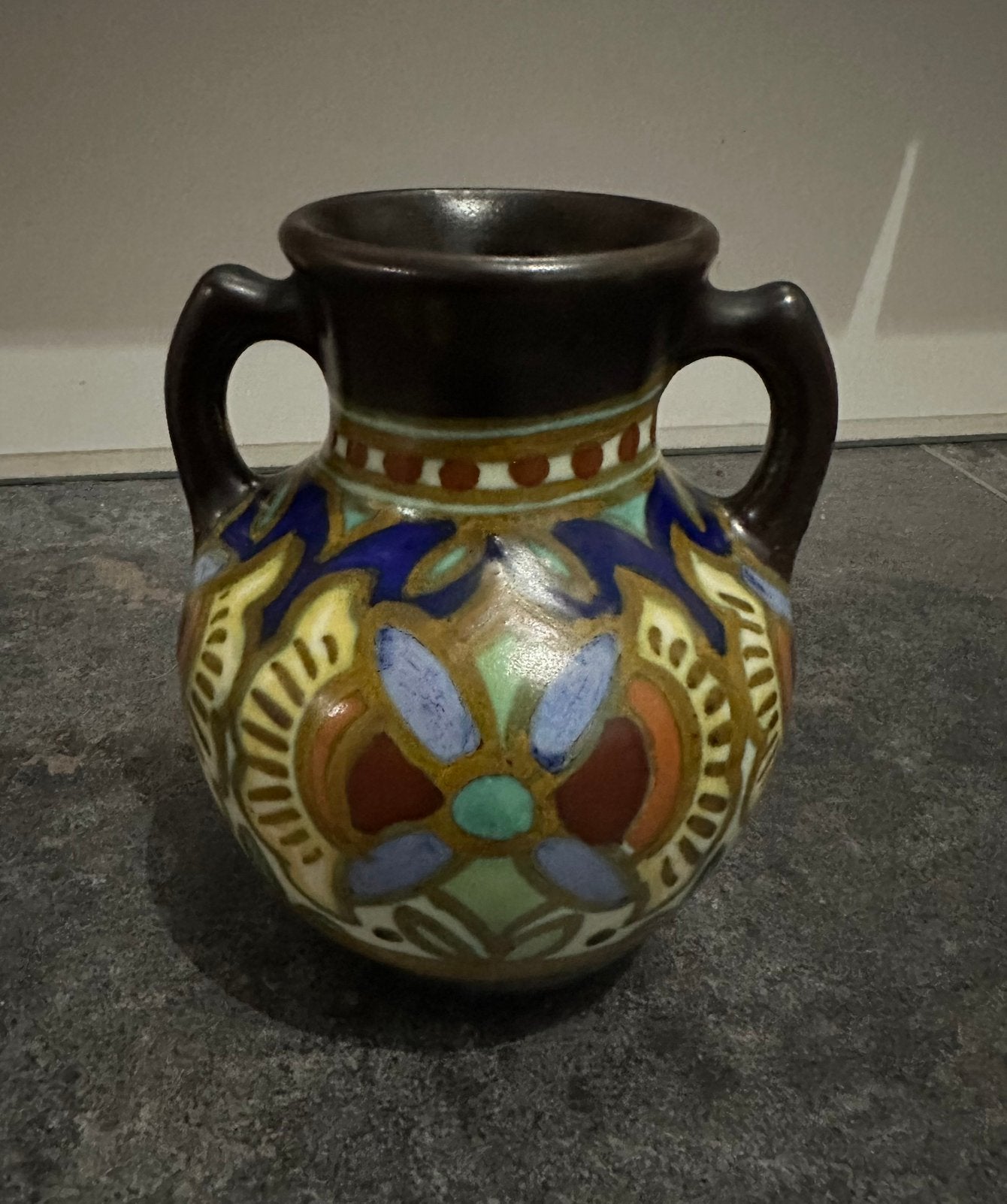 Antieke Hollandse aardewerk vaas met handgeschilderde decora, Antiek en Kunst, Ophalen of Verzenden