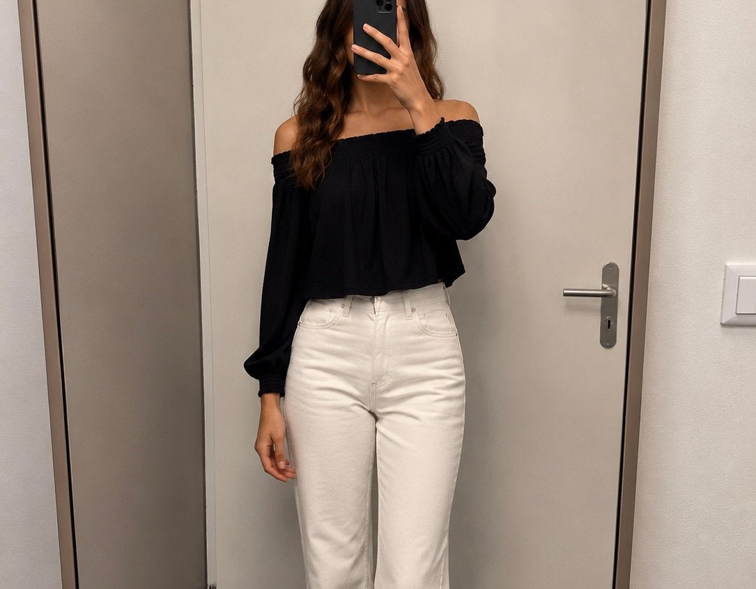 Off the shoulder zwarte top lange mouwen, nieuw, H&M, maat S, Kleding | Dames, Tops, Zwart, Nieuw, Ophalen of Verzenden, Lange mouw