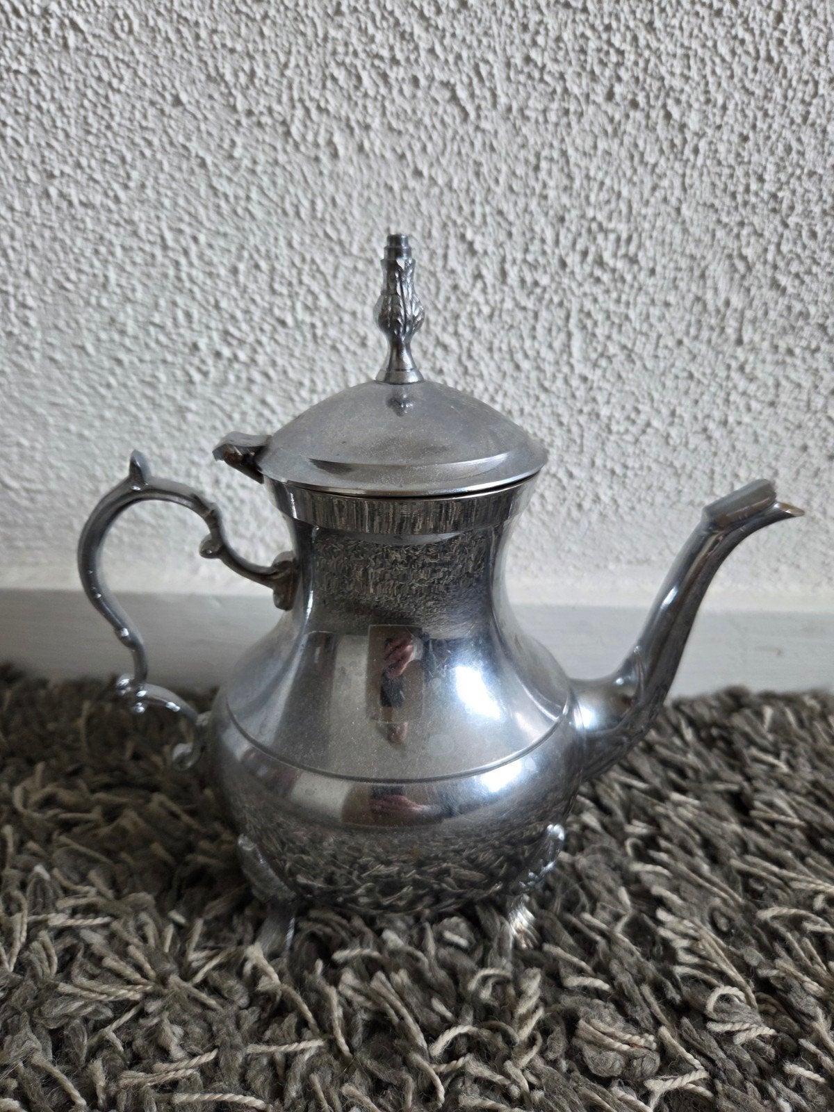 Oosterse zilverkleurige theepot, Ophalen of Verzenden, Gebruikt