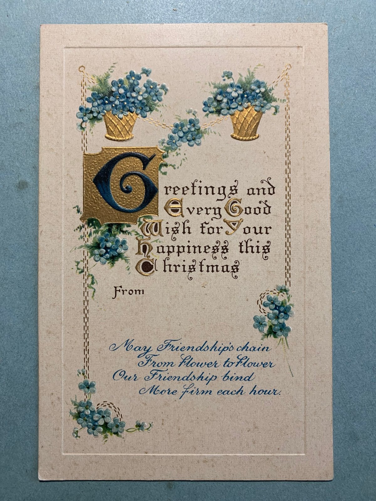 1910 Kerst - reliëf - goud, Ophalen of Verzenden, Voor 1920, Gelopen, Feest(dag)