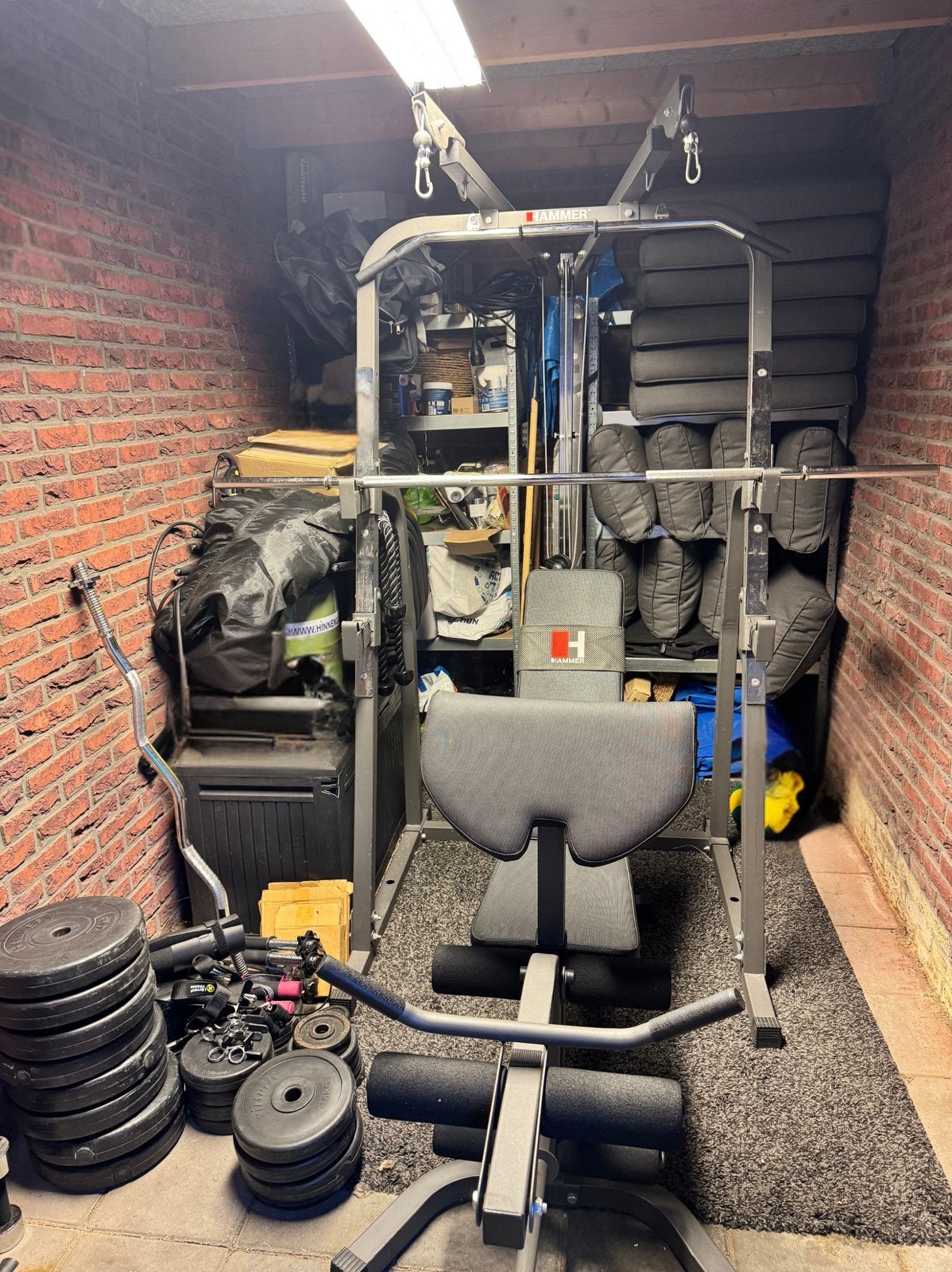 Krachtstation | 160 kg gewichten | Dumbells/Touwen, Ophalen, Benen, Gebruikt, Krachtstation