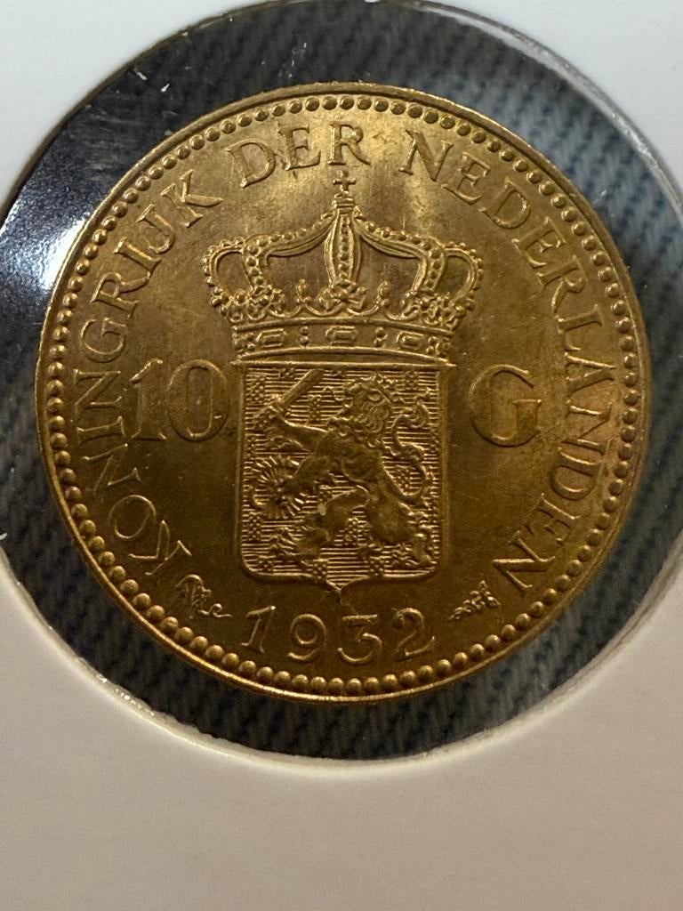 Gouden 10 gulden 1932 Wilhelmina, Postzegels en Munten, Munten | Nederland, Koningin Wilhelmina, Losse munt, 10 gulden, Goud