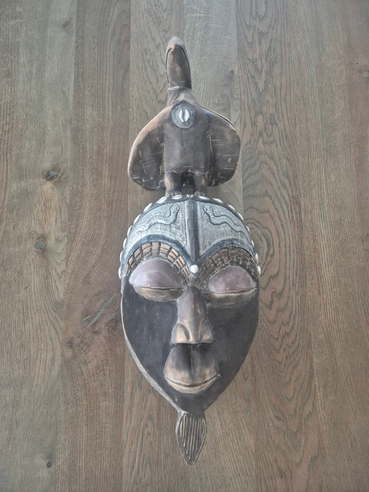 Mooi houten masker uit Kameroen - 65 cm hoog, Hout, Bruin, Afrika, Masker
