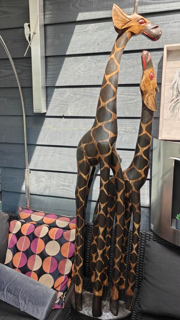 Decoratieve houten giraffen set, Huis en Inrichting, Woonaccessoires | Overige, Ophalen, Hout, Gebruikt, Oosters