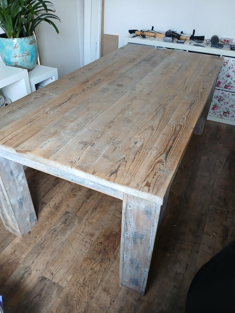 Zware houten eettafel 200 x 100 cm, Huis en Inrichting, Tafels | Eettafels, Ophalen, 100 tot 150 cm, 200 cm of meer, Zo goed als nieuw
