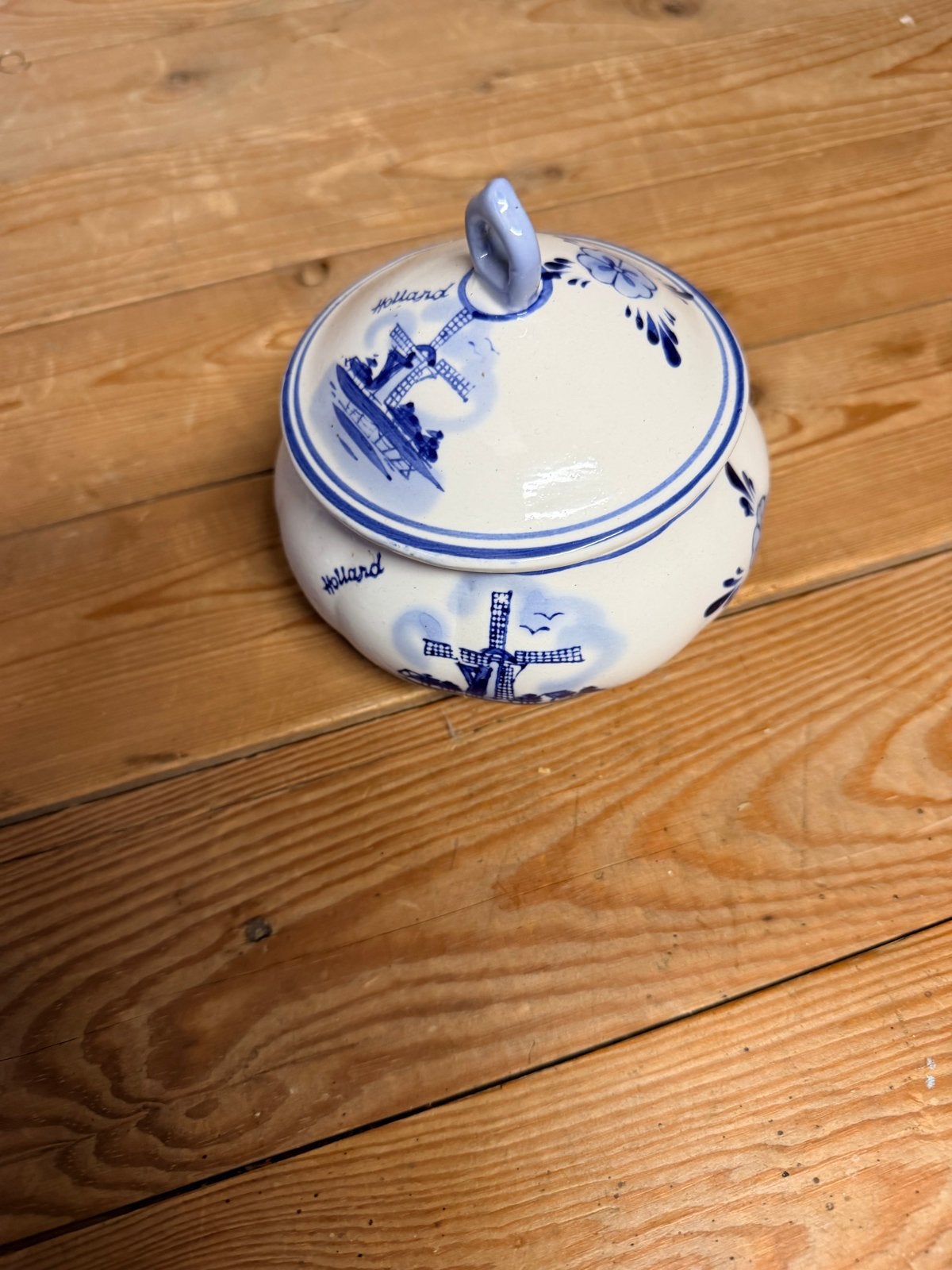 Delfts Blauw Holland Suikerpotje met Molens, Antiek en Kunst, Ophalen of Verzenden