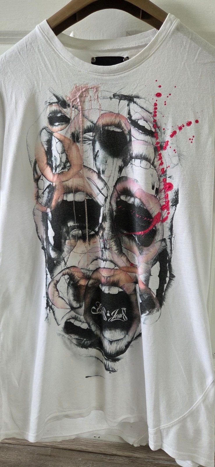 Elvis & Jesus T-shirt maat S (valt als M) | Graphic Tee, Kleding | Dames, Maat 38/40 (M), Meerkleurig, Ophalen of Verzenden, Gedragen