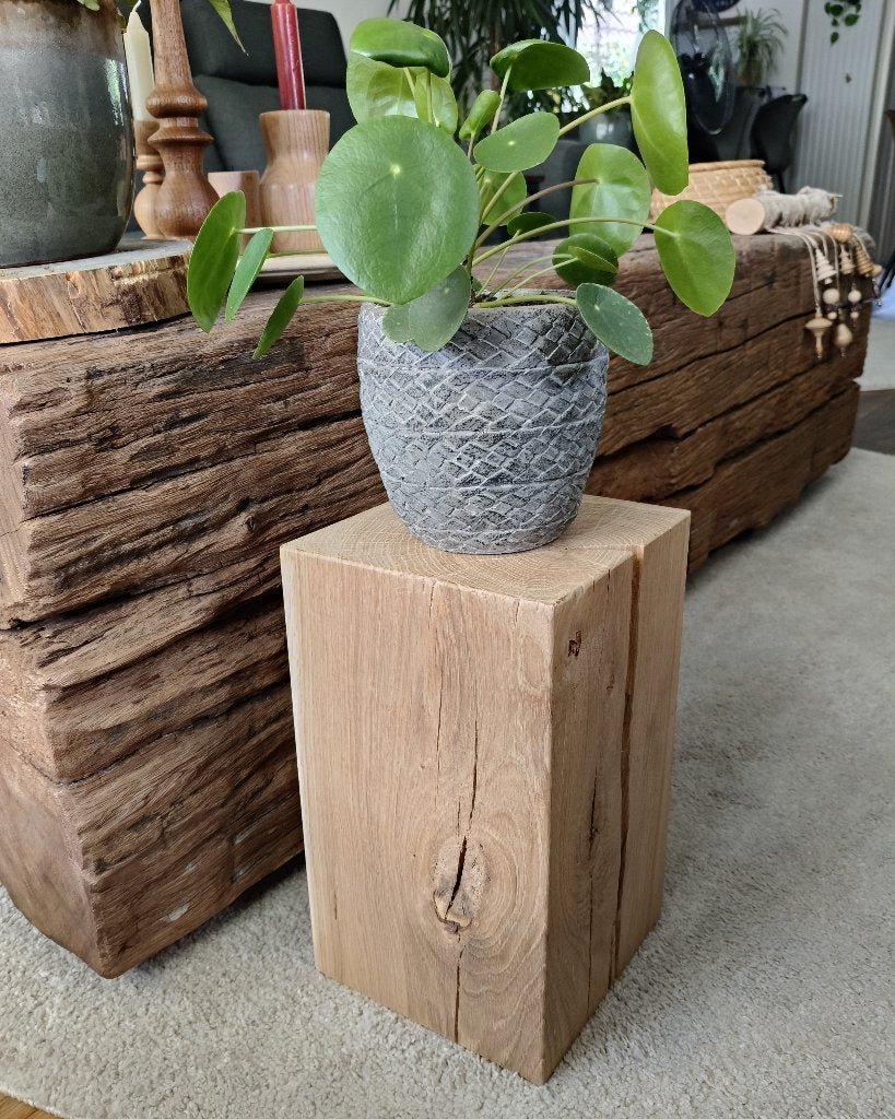 Houten blok - zuil eiken H32,5cm #ES04, Huis en Inrichting, Woonaccessoires | Zuilen en Pilaren, Houtatelier M.Y., Info@myhoutatelier.nl
