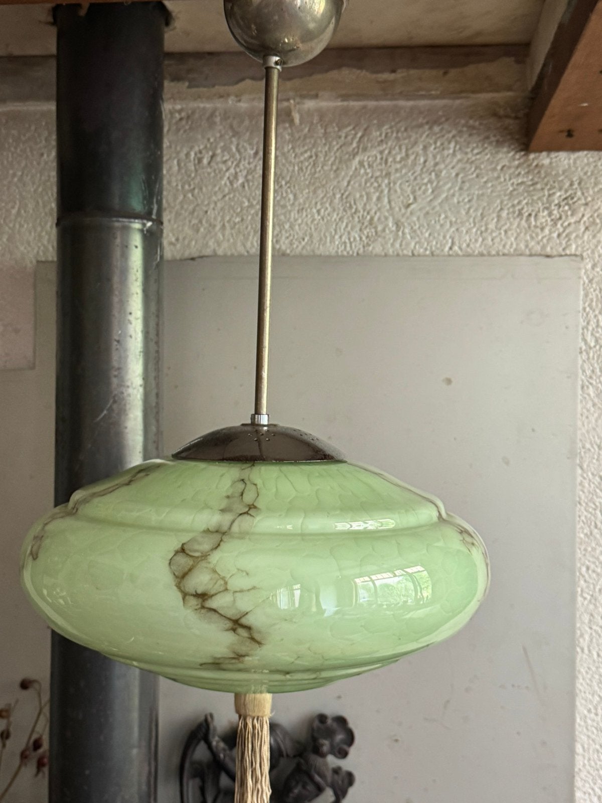 Art Deco,Hanglamp,1920-30, Gebruikt, Glas, Art Deco, E27 (groot)