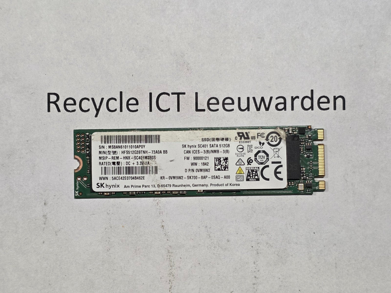 SK Hynix SC401 SATA 512GB SSD M.2, Intern, Gebruikt, Am Prime Parc 13, D-65479 Raunheim, Germany, 512GB