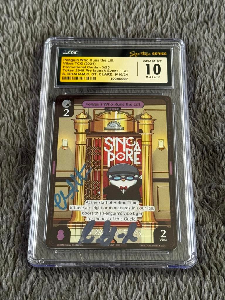 Vibes TCG – Penguin Who Runs the Lift – CGC Gem Mint 10, Ophalen of Verzenden, Zo goed als nieuw, Foil