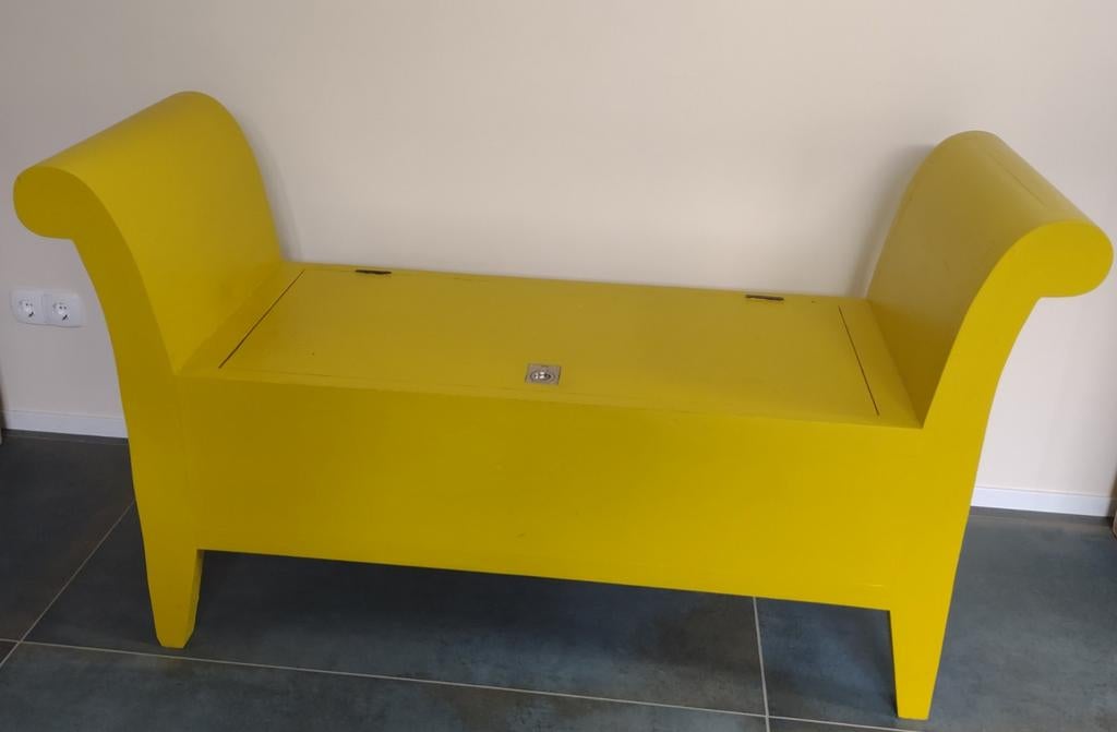 Teakhouten Opbergbank - Geel (kleur aanpasbaar), Ophalen