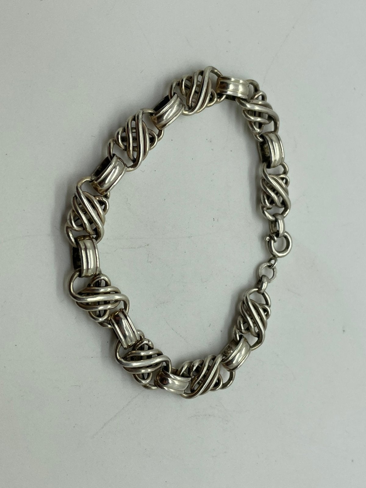 F221 Prachtige 835 zilveren schakel armband, Ophalen of Verzenden, Zilver, Armband