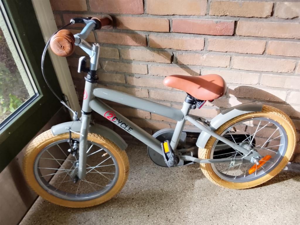 2Cycle Kinderfiets 16 inch - Grijs met bruine accenten, Ophalen of Verzenden