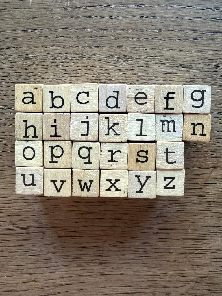Alfabet Stempelset A-Z 26 Houten Letterstempels, Ophalen of Verzenden, Gebruikt, Houten stempel