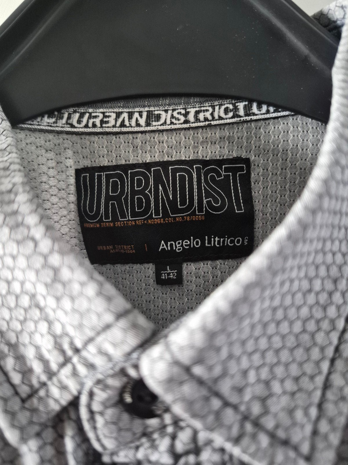 Heren overhemd grijs/zwart maat L (41/42), Kleding | Heren, Ophalen, URBNDIST Angelo Litrico, Zo goed als nieuw, Halswijdte 41/42 (L)
