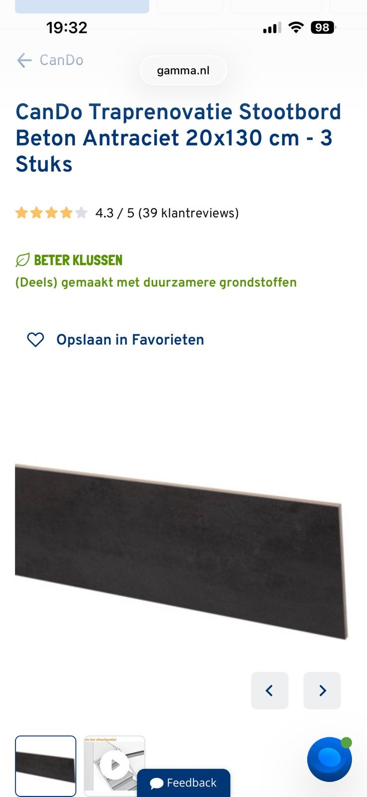 15 stootborden beton antraciet 130x20 nieuw, Ophalen, Overige materialen, 100 tot 150 cm, Overige typen