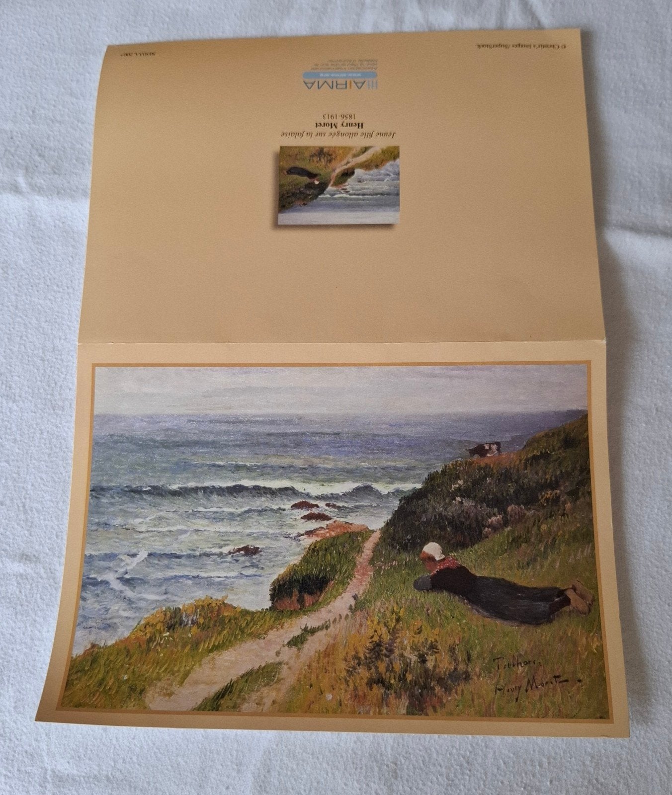Dubbele ansichtkaart Henry Moret - Jeune fille allongée, Ophalen of Verzenden, 1980 tot heden, Gelopen