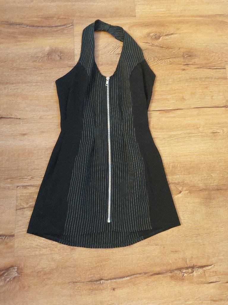 Mini-jurkje krijtstreep met rits XS/S, Spank London, Zwart, Ophalen of Verzenden, Maat 36 (S)