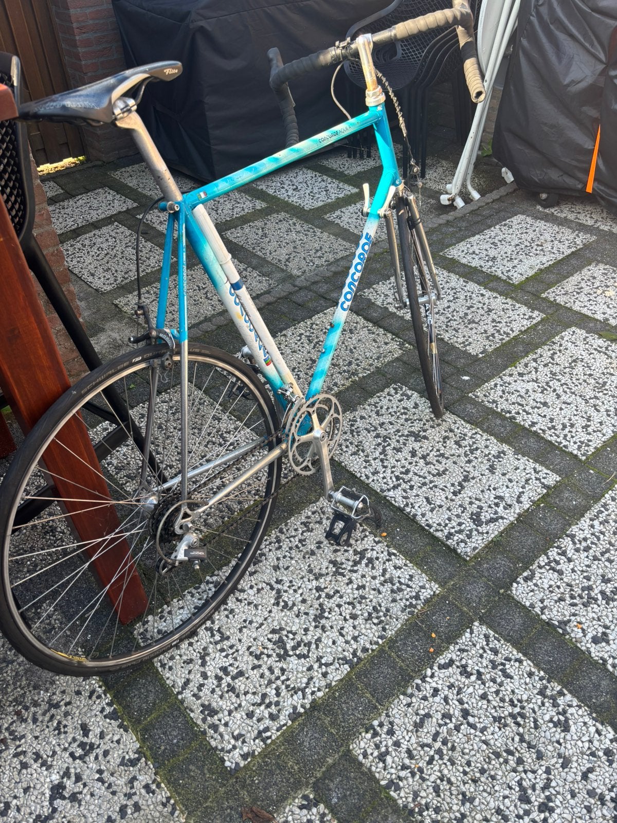 Goede oude vintage heren racefiets merk: Concorde. Blw/wit, Fietsen en Brommers, 28 inch, Gebruikt, 57 tot 61 cm, Ophalen
