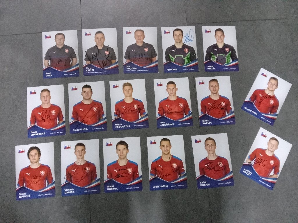 Gesigneerde set spelerskaarten van het Tsjechische N. Elftal, Ophalen of Verzenden, Nieuw, Buitenlandse clubs, Spelerskaart