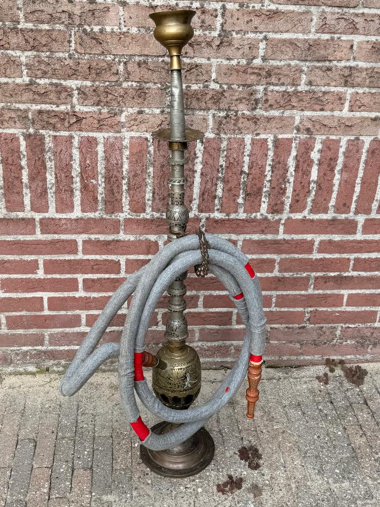 Antieke Messing Waterpijp - Hookah - Oosters Decoratiestuk, Ophalen of Verzenden, Gebruikt, (Water)pijp
